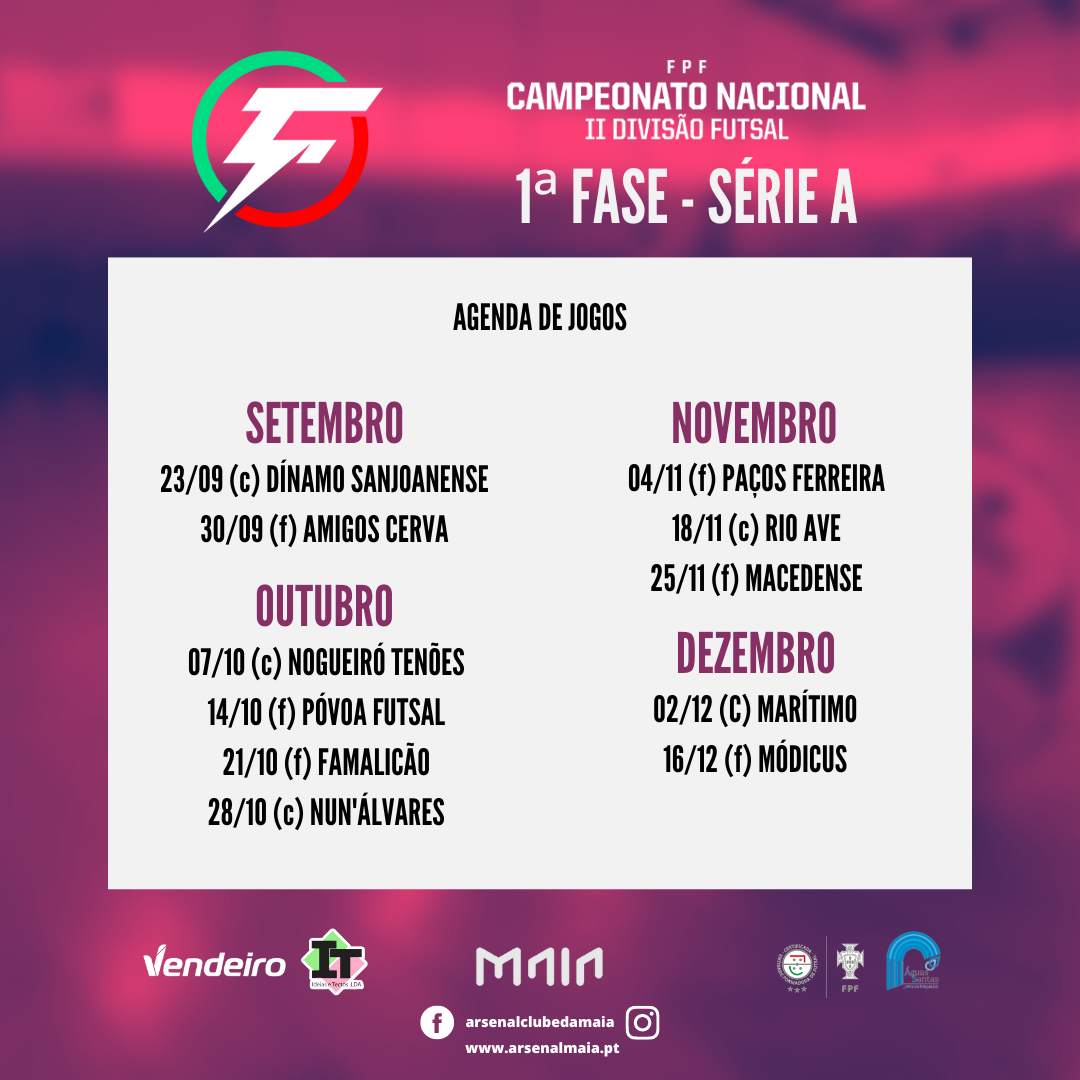 CALENDÁRIO DA 1ª FASE DA 2ª DIVISÃO NACIONAL