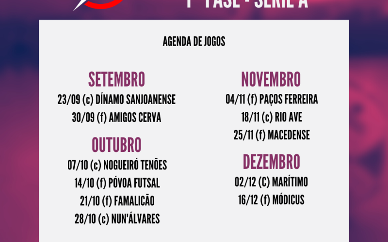 CALENDÁRIO DA 1ª FASE DA 2ª DIVISÃO NACIONAL